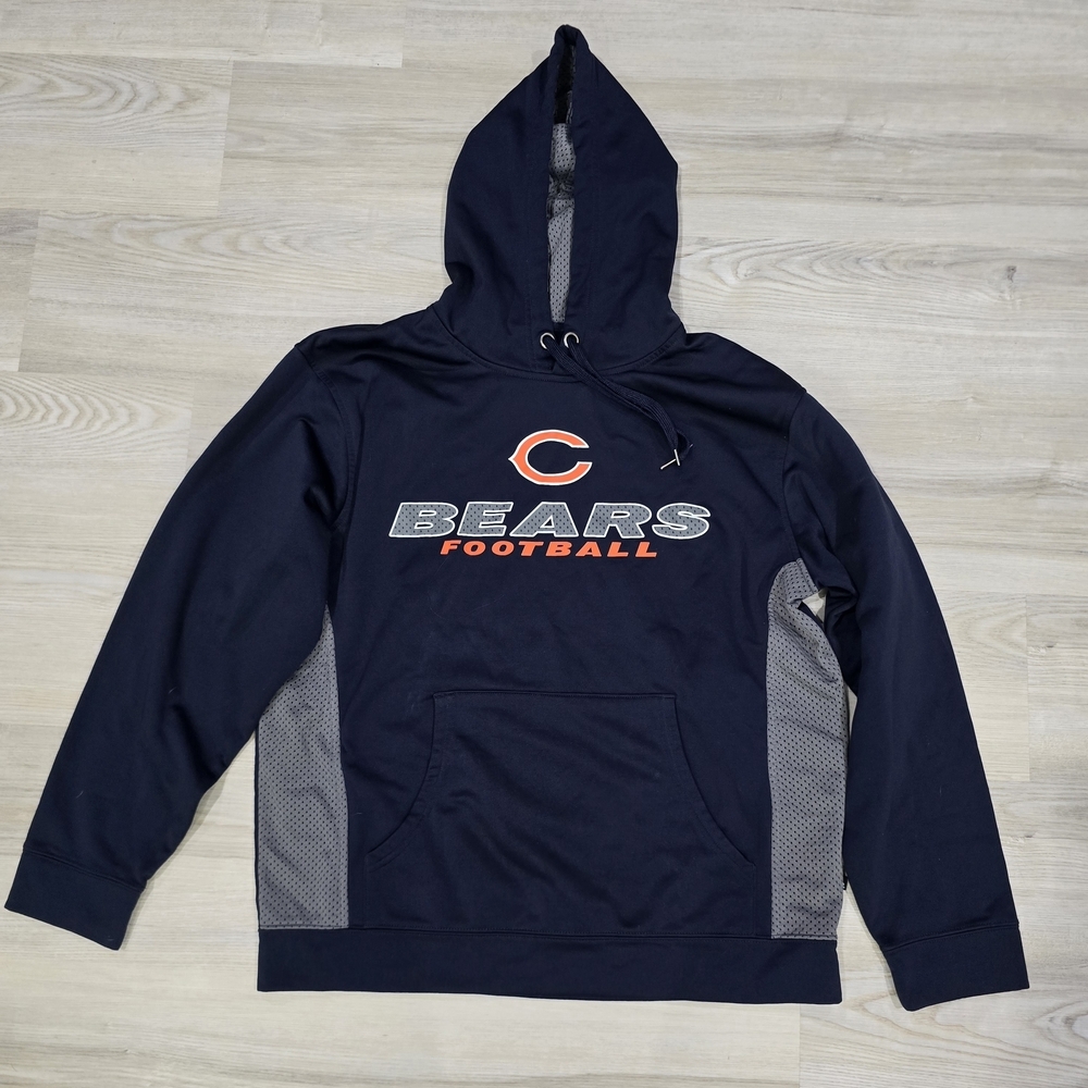 NFL Team Apparel Chicago Bears Football Hoodie Navy Orange Size L